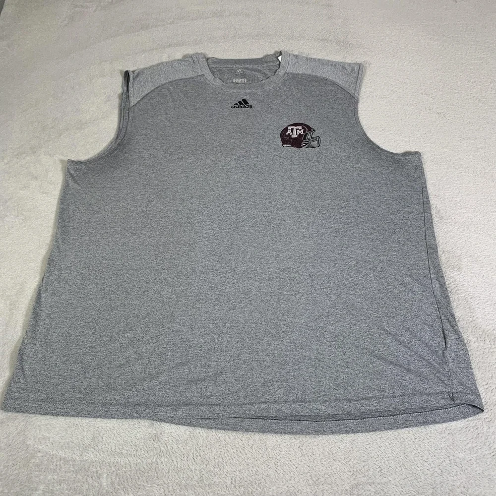 Texas A&M Aggies Shirt‎ Mens 2XL Gray NCAA Football Adidas Climalite Sleeveless